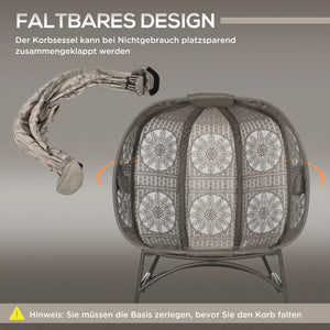Gartenstuhl für 2 Personen, klappbar, grosses Sitzkissen, Stahlrahmen, Farbe: Sand
