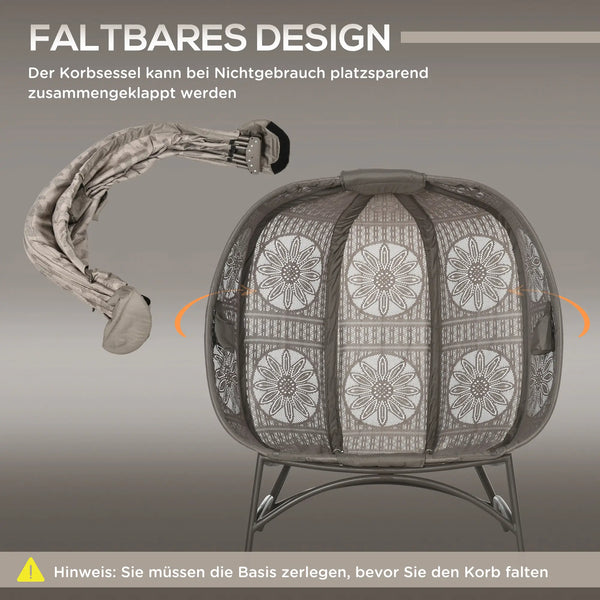 Gartenstuhl für 2 Personen, klappbar, grosses Sitzkissen, Stahlrahmen, Farbe: Sand