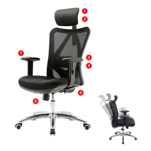 SIHOO Bürostuhl ergonomisch verstellbare Lordosenstütze 150kg belastbar