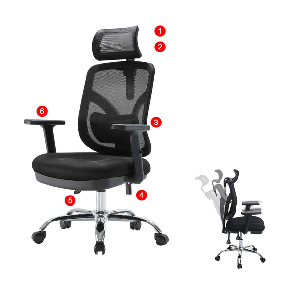 SIHOO Bürostuhl ergonomisch verstellbare Lordosenstütze und Armlehne