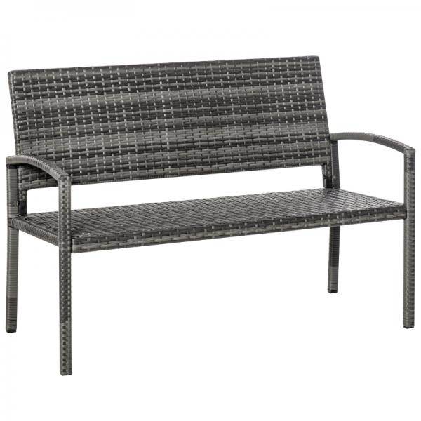 Gartenbank 2-Sitzer Rattanoptik mit Stahlrahmen grau