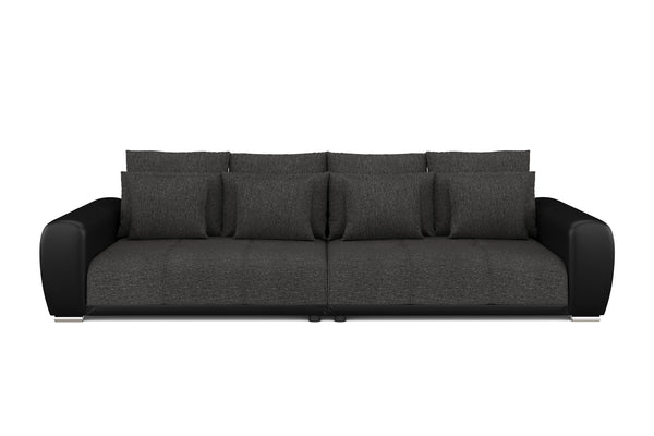 Sofa Leder SAM anthrazit/schwarz