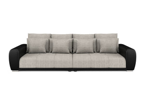 Sofa Leder SAM grau/schwarz