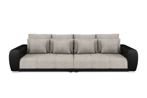 Sofa Leder SAM grau/schwarz
