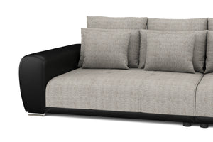 Sofa Leder SAM grau/schwarz