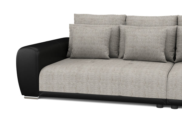 Sofa Leder SAM grau/schwarz