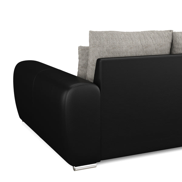 Sofa Leder SAM grau/schwarz