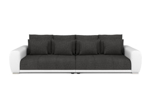 Sofa Leder SAM anthrazit/weiss