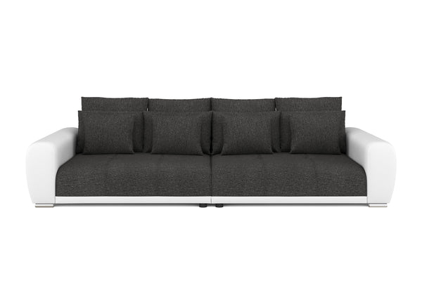 Sofa Leder SAM anthrazit/weiss