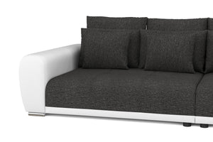 Sofa Leder SAM anthrazit/weiss