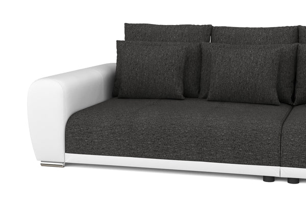 Sofa Leder SAM anthrazit/weiss