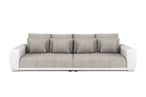 Sofa Leder SAM grau/weiss