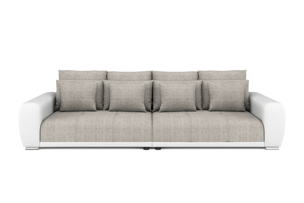 Sofa Leder SAM grau/weiss