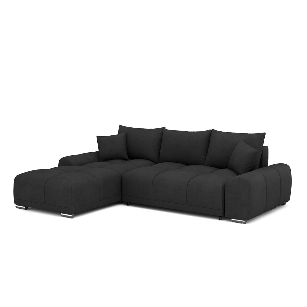 Divano angolare con funzione letto TRAVIS sinistro nero