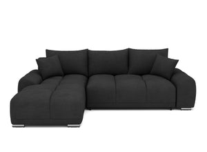 Ecksofa mit Schlaffunktion TRAVIS links schwarz