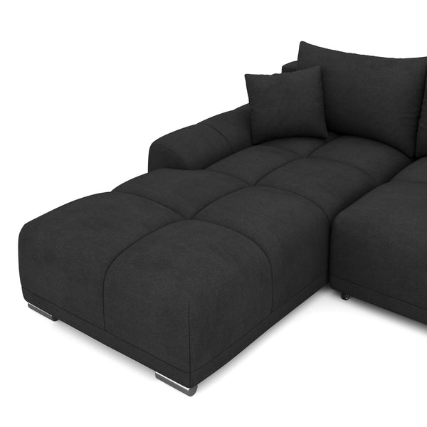Ecksofa mit Schlaffunktion TRAVIS links schwarz