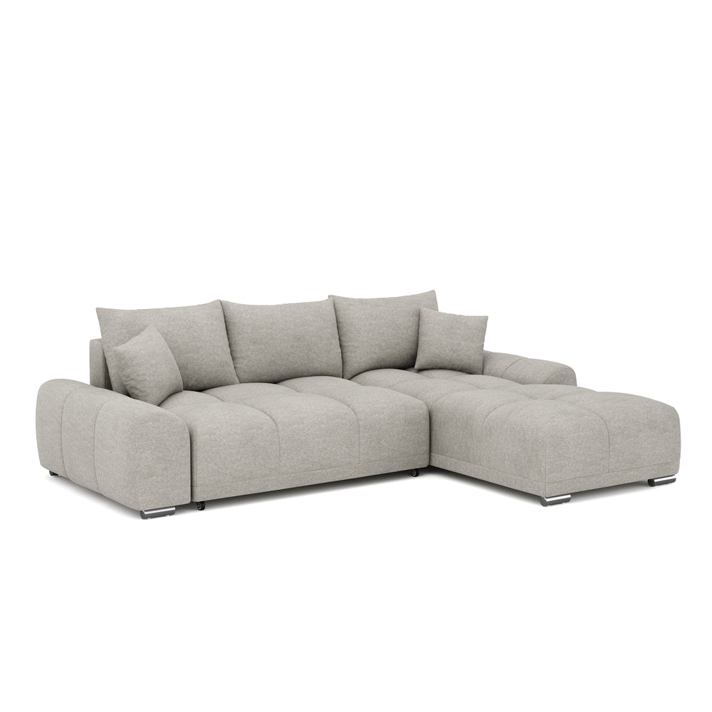 Divano angolare con funzione letto TRAVIS grigio destro