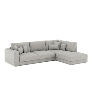 Ecksofa Cord TARJA rechts hellgrau