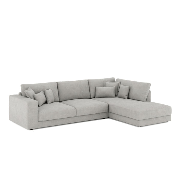 Ecksofa Cord TARJA rechts hellgrau