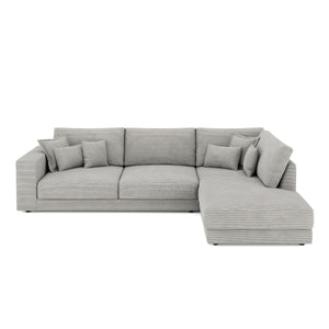 Ecksofa Cord TARJA rechts hellgrau