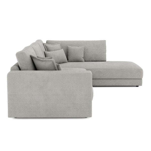 Ecksofa Cord TARJA rechts hellgrau