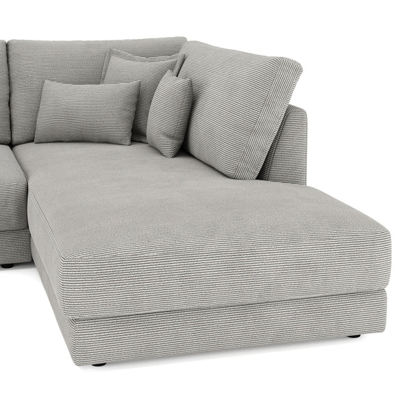Ecksofa Cord TARJA rechts hellgrau