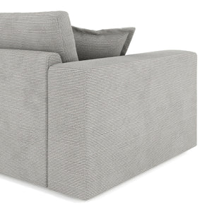 Ecksofa Cord TARJA rechts hellgrau