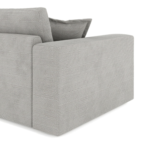 Ecksofa Cord TARJA rechts hellgrau