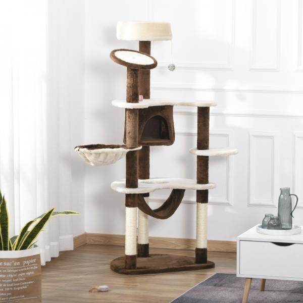 Katzenbaum Kletterbaum Kratzbaum Höhle Spielbaum Sisalsäulen Kaffeebraun
