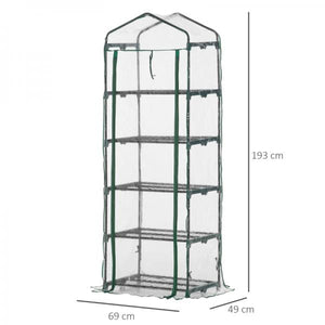 Foliengewächshaus Mini-Gewächshaus mit 5 Regale Aufzucht Treibhaus Transparent+Grün Stahl Kunststoff