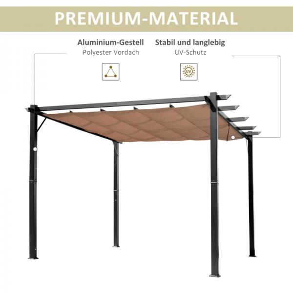 Pavillon Pergola mit einstellbarem Stoffdach 300 cm x 400 cm x 223 cm