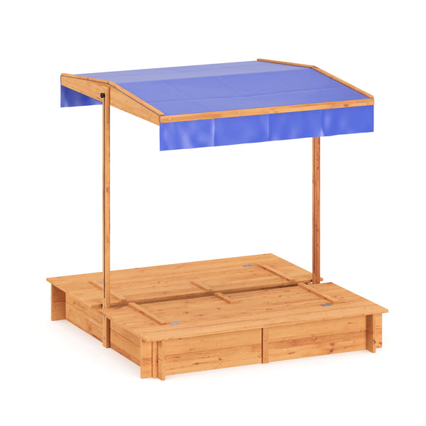Sandkasten mit Schwenkdach und Sitzbänken