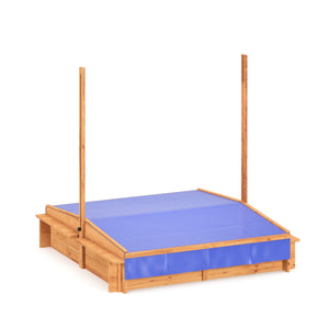 Sandkasten mit Schwenkdach und Sitzbänken