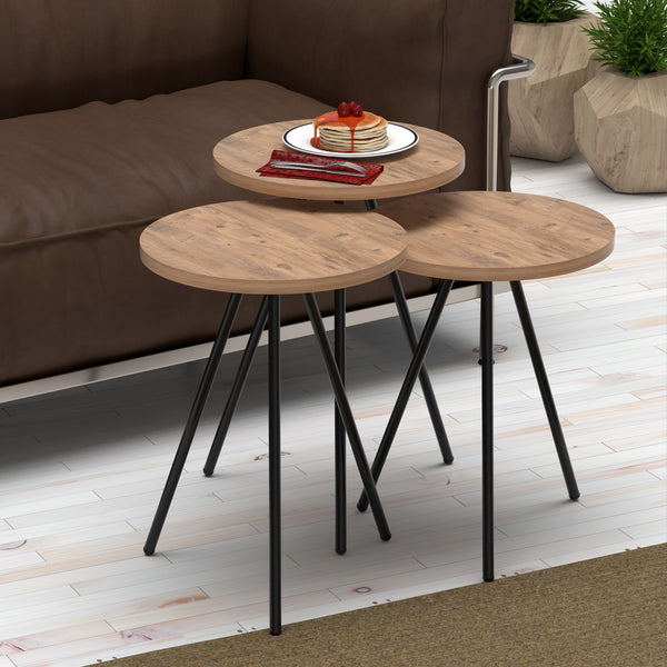 Satztisch olgod 3er Set Holzfarben
