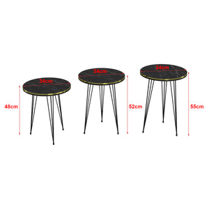 Satztisch Ry im 3er Set Marmor schwarz Gold