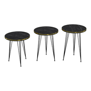 Satztisch Ry im 3er Set Marmor schwarz Gold
