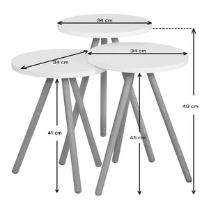 Ensemble de 3 tables d'appoint Hjørring, rondes, 49 x Ø 34 cm, aspect bois