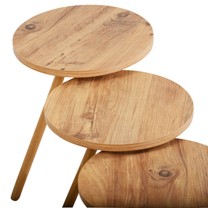 Ensemble de 3 tables d'appoint Hjørring, rondes, 49 x Ø 34 cm, aspect bois