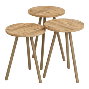 Ensemble de 3 tables d'appoint Hjørring, rondes, 49 x Ø 34 cm, aspect bois