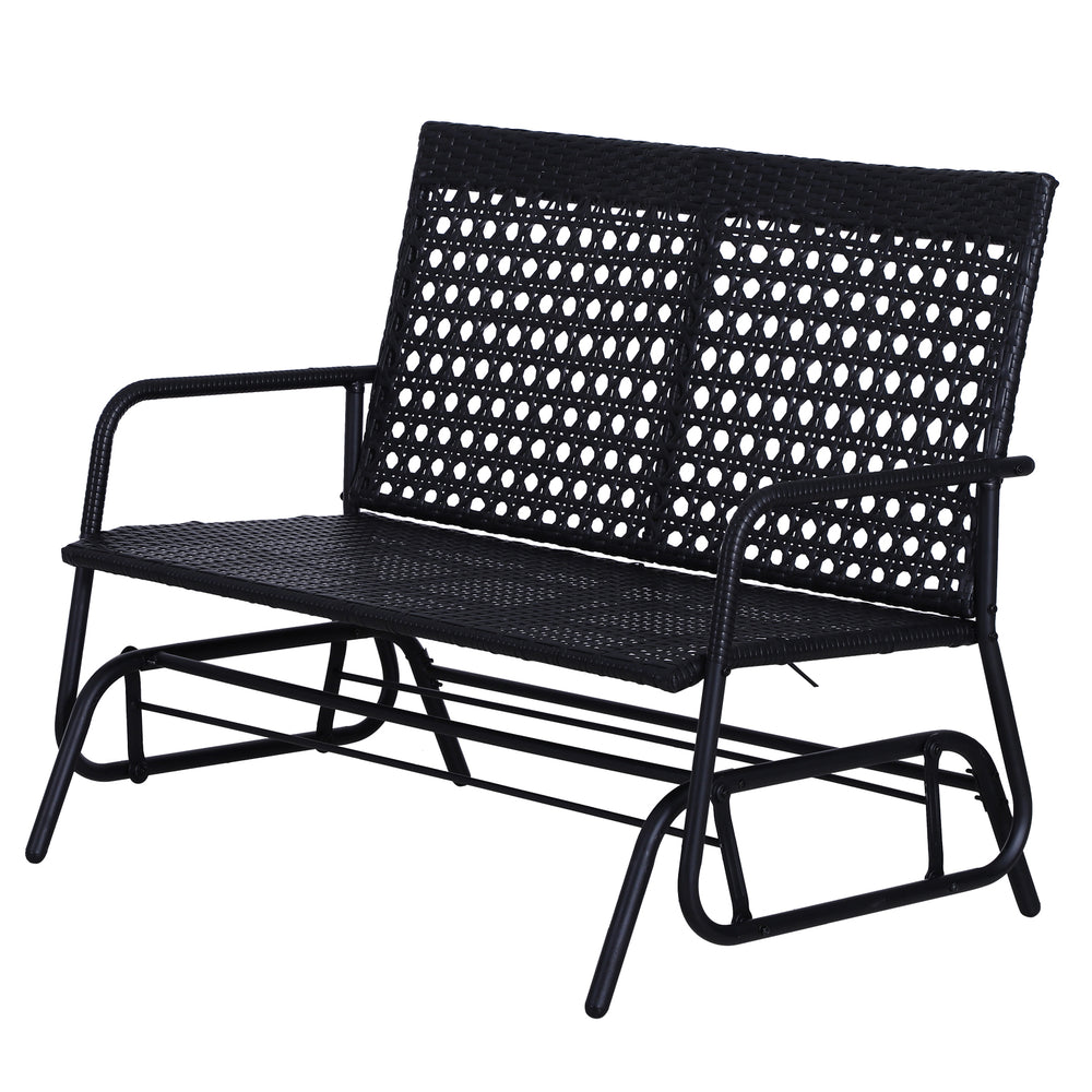 Panca a dondolo, panca da giardino, panca in rattan, 2 posti