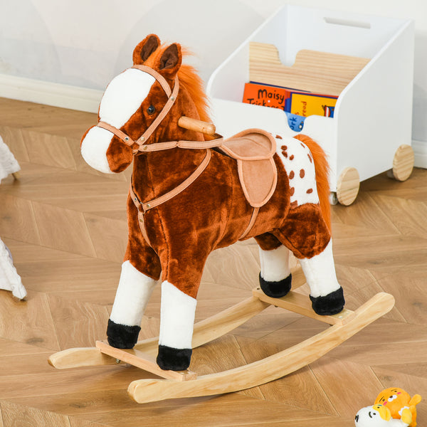 Schaukelpferd mit Sound ""Wiehern"" Braun 74x28x65cm