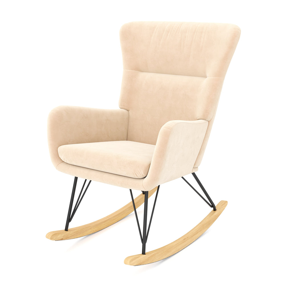 Sedia a dondolo in velluto COMY beige