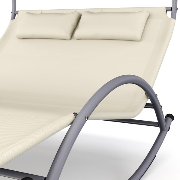 Sonnenliege 2 Personen mit Dach beige