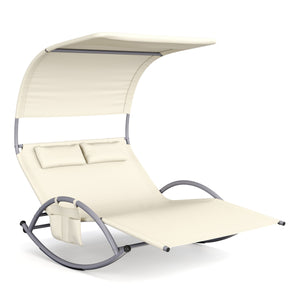 Sonnenliege 2 Personen mit Dach beige