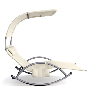Sonnenliege 2 Personen mit Dach beige