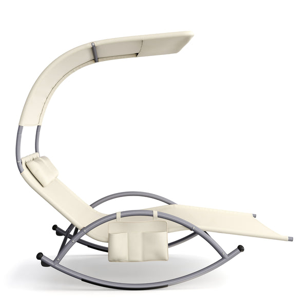 Sonnenliege 2 Personen mit Dach beige