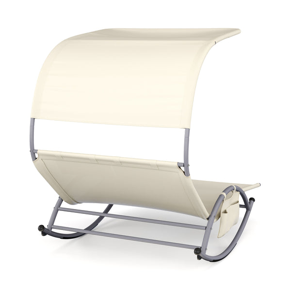 Sonnenliege 2 Personen mit Dach beige