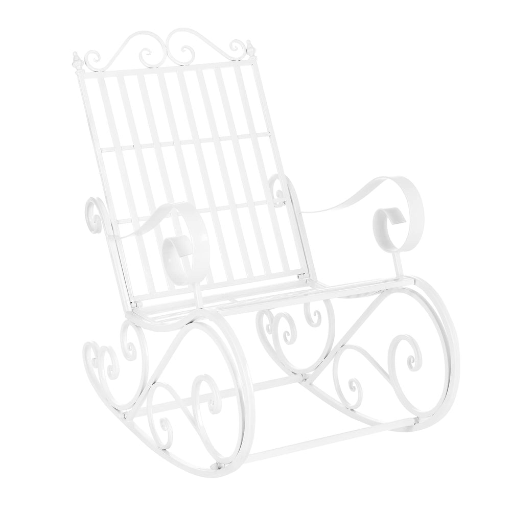 Sedia a dondolo Geraldton, 92x59x90cm, stile country, bianca 