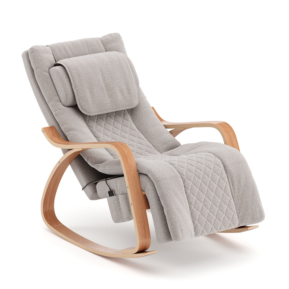 Sedia a dondolo JADEN con funzione massaggio, beige/naturale