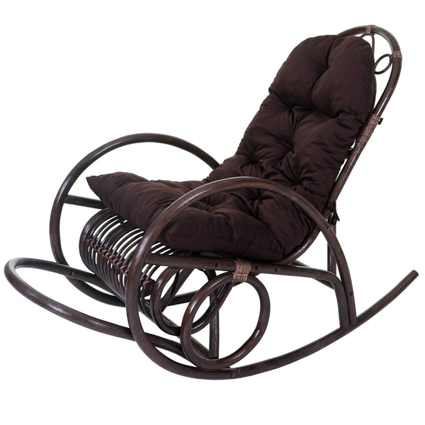 Schaukelstuhl JAM-C40 Rattansessel braun Auflage braun